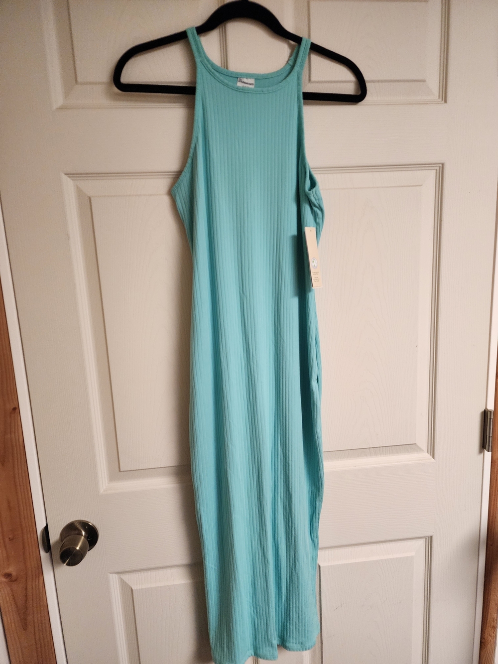 No Boundaries Sleeveless Ribbed Maxi Dress in Aqua Blue